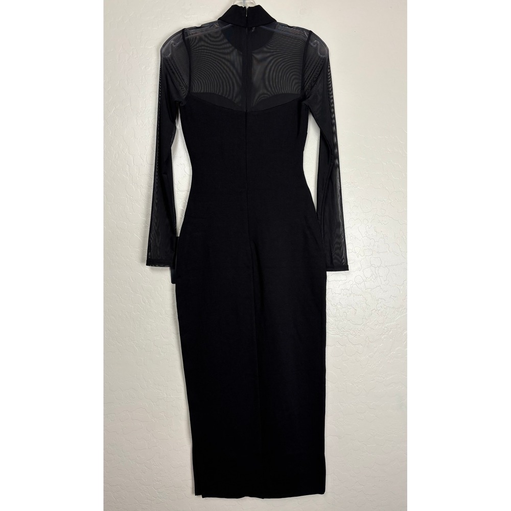 Lulus Sensational Soiree Black Mesh Long Sleeve Bodycon Midi Dress Small 2691 - Picture 6 of 10